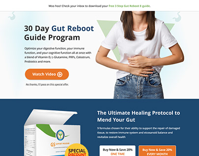 30 Day Gut Reboot Guide Program | Landing Page Design