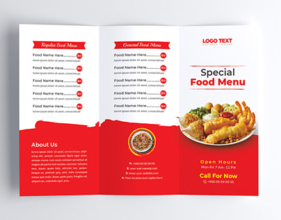 Food Tri fold Brochure, Food, Burger, Pizza, Brochure