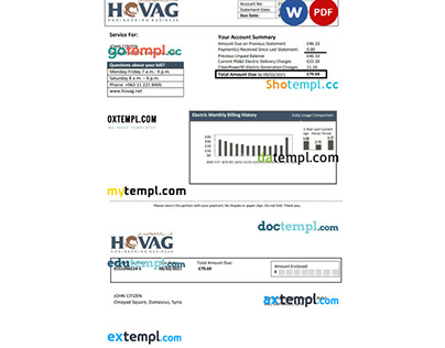 Syria HOVAG Company electricity utility bill template