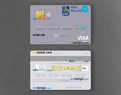 Trinidad and Tobago RBC Royal Bank visa card template