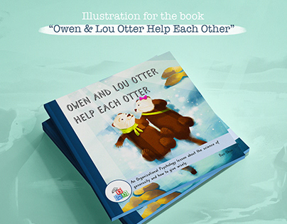 Book Illustration "Owen & Lou Otter Help Each Other"