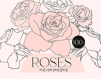 Roses line art vector