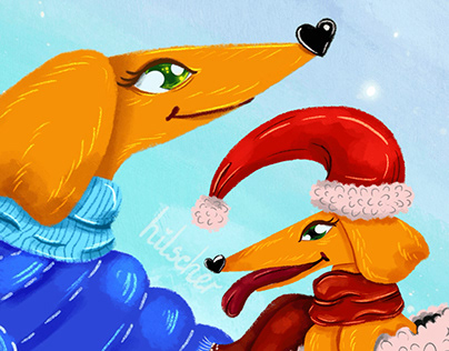 sweety christmas dog children illustration
