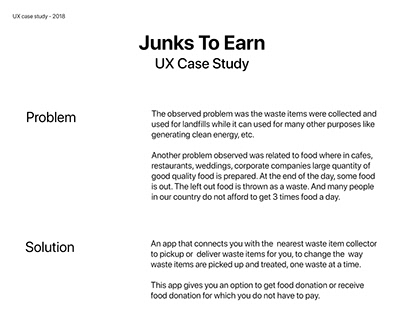 Junks to Earn - UX case study