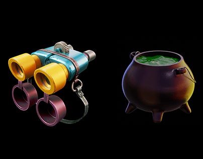 3D props (binocular & cauldron)