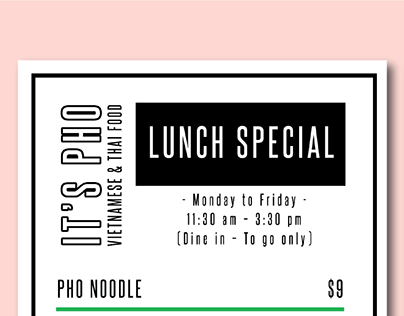 IT's PHO LUCH SPECIAL MENU DESIGN