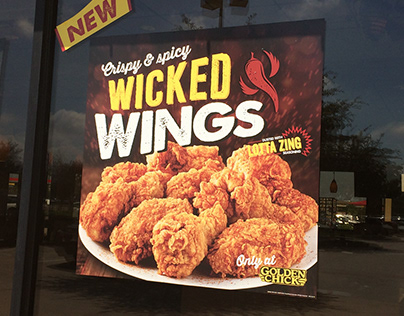 Golden Chick Wicked Wings window cling