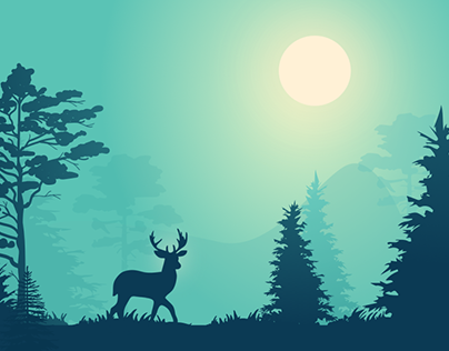 The deer in the forest