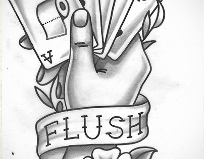 American Traditional Flush, black and white pencil