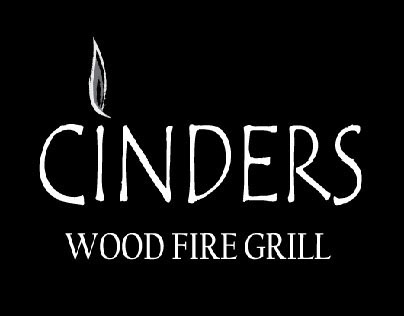 Cinders Wood Fire Grill Logo Black & White