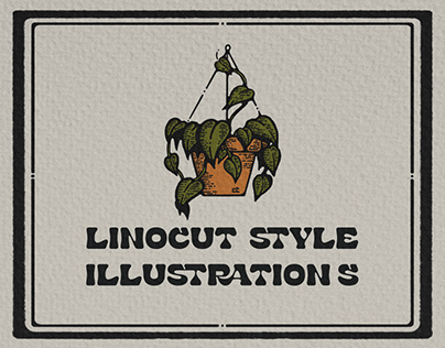 Linocut style illustrations