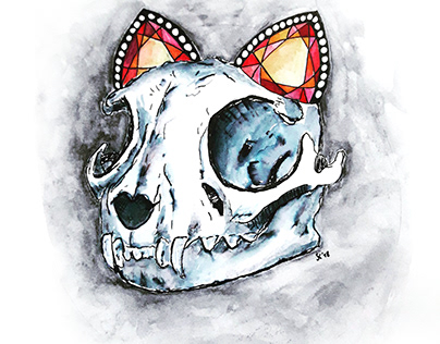 Gemstone cat skull