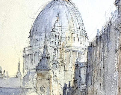 St. Paul cathedral watercolor