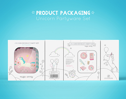 Unicorn Partyware Set Packaging