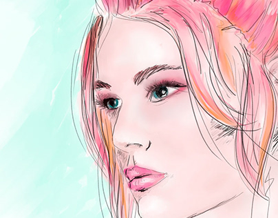 Women fashion rose hair drawing