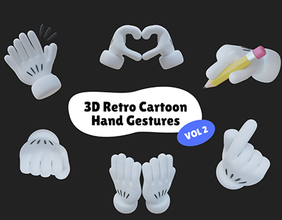 FREE 3D Retro Cartoon Hand Gestures - Vol. 2