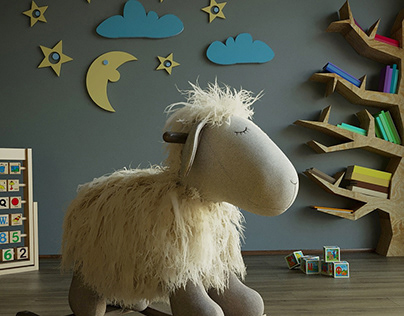 A soft rocking sheep in the childrens room
