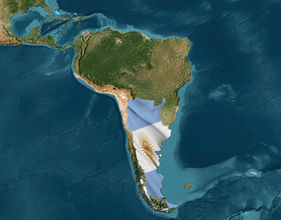 Map with waving flag of Argentina
