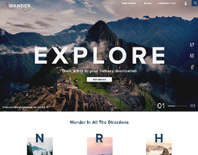 Wander- A travel booking website Landing Page