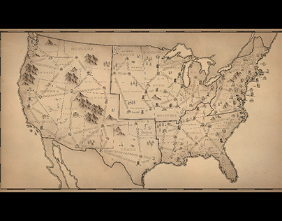 The Amazing American Circus - Map art