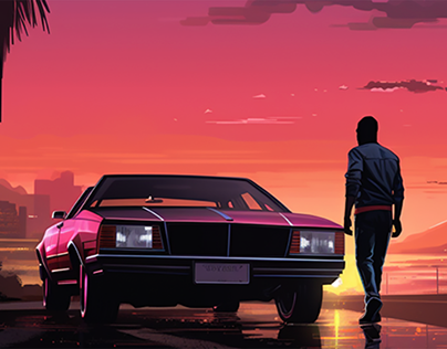 Miami Vice Meets GTA Aesthetics Illustrations