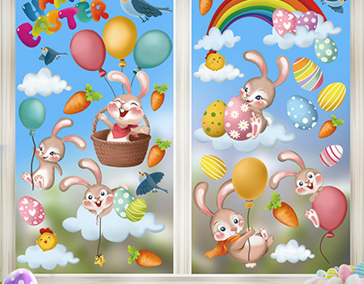CCINEE Easter Bunny Window clings Stickers(B08Q34161N)
