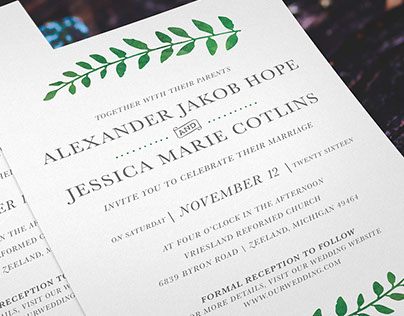 Olive Branch Wedding Invitation Suite