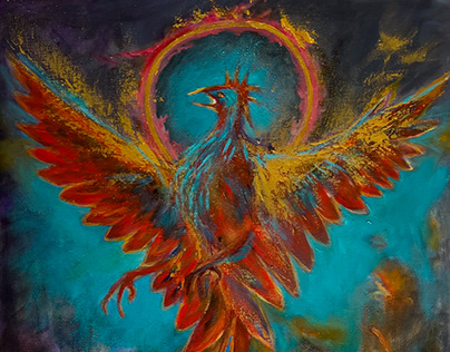 PHOENIX ABSTRACT ACRYLIC & OIL PAINTING ON CANVAS