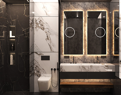 Exquisite bathroom design, 7.8 m². Kharkiv, Ukraine.