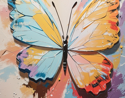 Pastel Butterfly Symphony: Abstract Oil Elegance