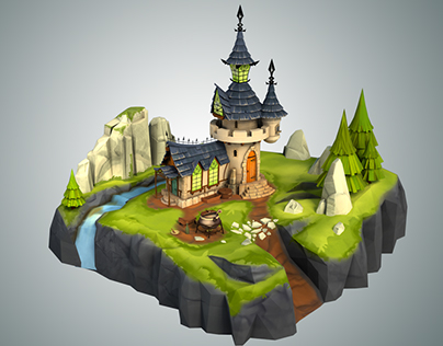 Low Poly Stylized Castle Environment
