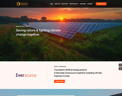 Radiance Renewables Solar Home page design