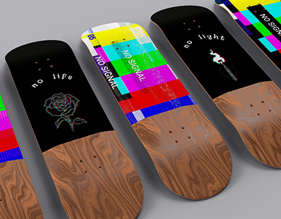 RGB/VHS Glitch Skateboard Designs