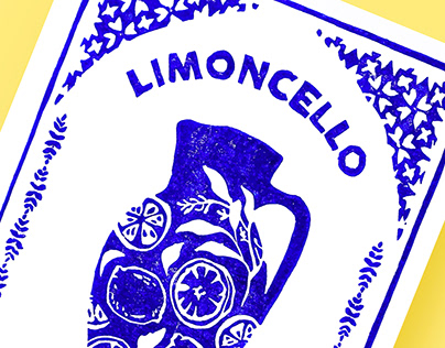 Limoncello poster in linocut