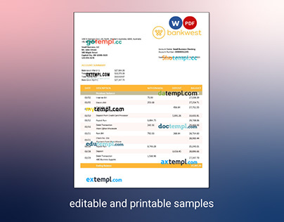 Bankwest business bank statement template