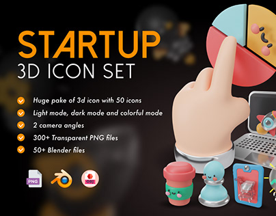 Startup 3d icon set