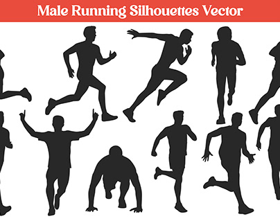 Male Running Silhouettes Vector Collection