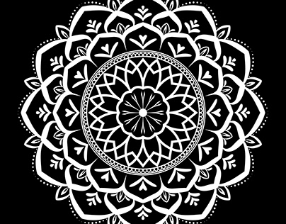 Black and white round mandala pattern design vector