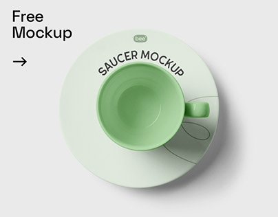 Free Saucer with Cup Mockup