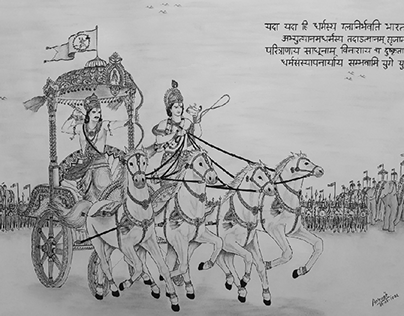 Mahabharat- Krishna and Arjuna Rath