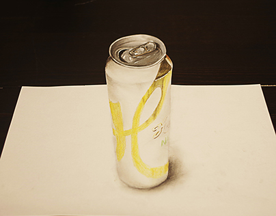 Anamorphic can of beer