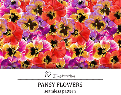 Pansy Flowers seamless pattern