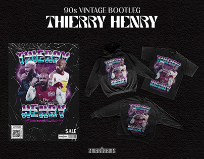 Thierry Henry - 90s Vintage Retro Bootleg Tee Designs