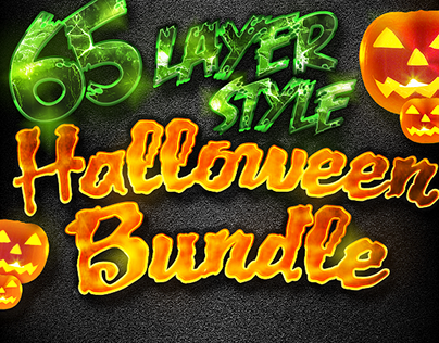 65 Halloween Layer Styles Mega Bundle