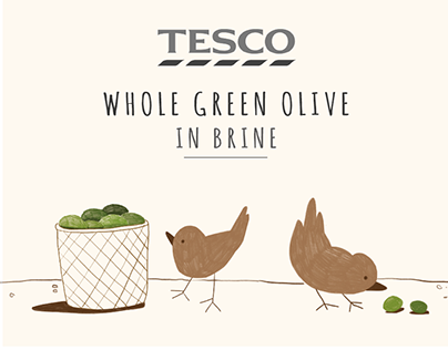 [Packaging] TESCO Whole Green Olive Label Design