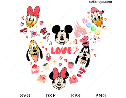 Vintage Valentine Mickey And Minnie Heart SVG