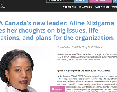 Interview blog post with the new CEO for YWCA Canada