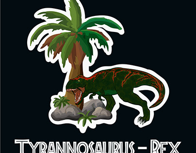 T Rex illustration for stickers and T shirt printig