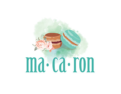 macaron watercolor bakery logo