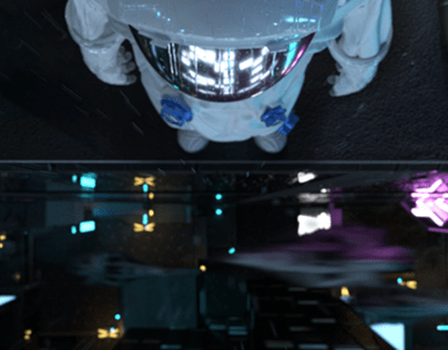 Cyberpunk Astronaut Rooftop Animation